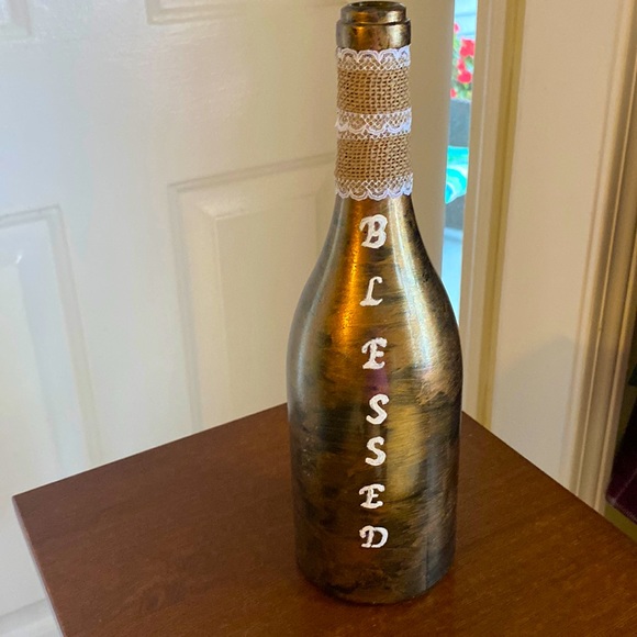 Art Antique Goldblack Handpainted Decorative Lighted Wine Bottle